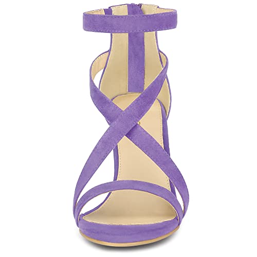 Allegra K Allegra K Women's Zipper Ankle Strap Stiletto Heel Light Purple Sandals 8 M US