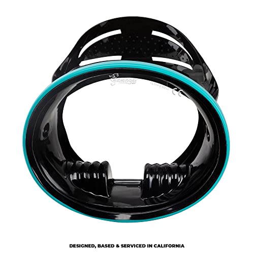 Seavenger Hydra Retro Oval Snorkeling Dive Mask (Black Silicone/Teal) #TOP1
