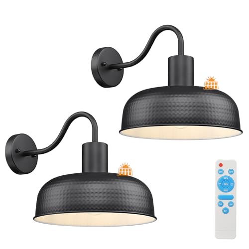 Darkaway 2pcs Solar Barn Light, Dusk to Dawn Solar Gooseneck Lights Outdoor
