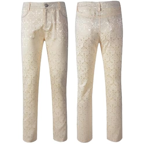 Men Trousers Pants Cream/Off White Brocade Steampunk VTG Vintage Gothic Victorian/USA3