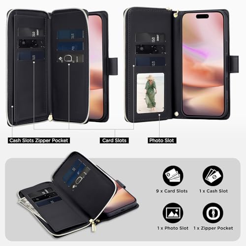 Housse iPhone 16 Plus en cuir synthétique de qualité supérieure Asuwish - 3