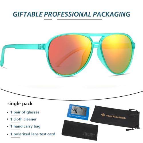 Image of Freckles Mark Classic Aviator Polarized Sunglasses for Men Women Double Bridge Retro 70s 80s Glasses Coloful Shades