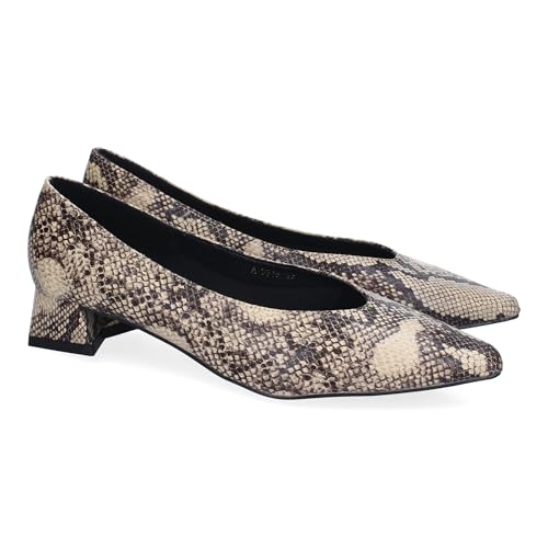 shoes&blues.es 88409 Zapatos de Salon para Mujer, Comodos y Elegantes, Punta Fina, Diseno Clasico. Serpiente Talla 38