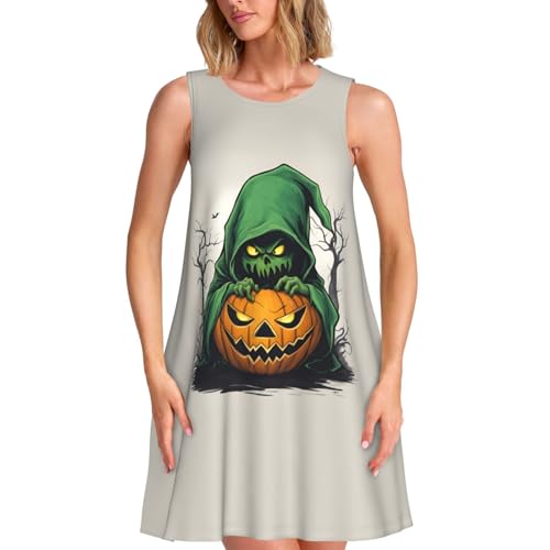 Robe d'été sans manches motif Halloween pour look tendance plage