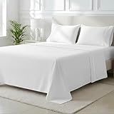 THREAD SPREAD 100% Egyptian Cotton King Size Sheets Set - 2000 Series Luxury King Bed Sheets (4 PC, White), Silky Soft & Cooling Sateen Weave, 17 Inch Extra Deep Pocket Hotel Collection Sheet Set