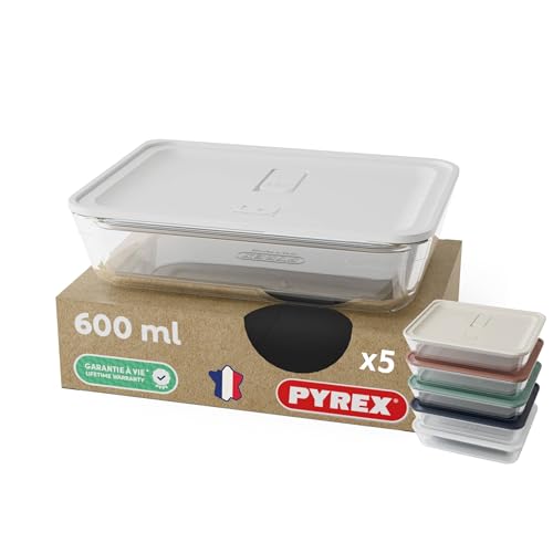 monbento x Pyrex - Lot de 5 Boîtes de Conservation en Verre MB Prep -5x600ml - Récipient Borosilicate Hermétique, Batch Cooking, Fabriqué en France, Four,...