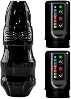 FK Irons - EXO Black Ops + 2 PowerBolts 4.0mm Stroke - Rotary Tattoo Machine Pen, RCA and Wireless Connection, Includes 2 PowerBolts Tattoo Battery Power Supply