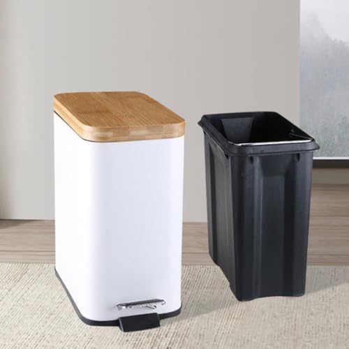 Caneca de basura rectangular de 5L con tapa blanca miniatura 4