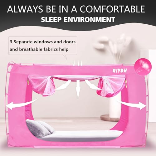 Bed Tent Bed Canopy King Size Tents for Adult and Kids- Original Design Portable Dream Tent Indoor Sleeping Tents 80% Blackout with 3 Doors Breathable Big Space Tents