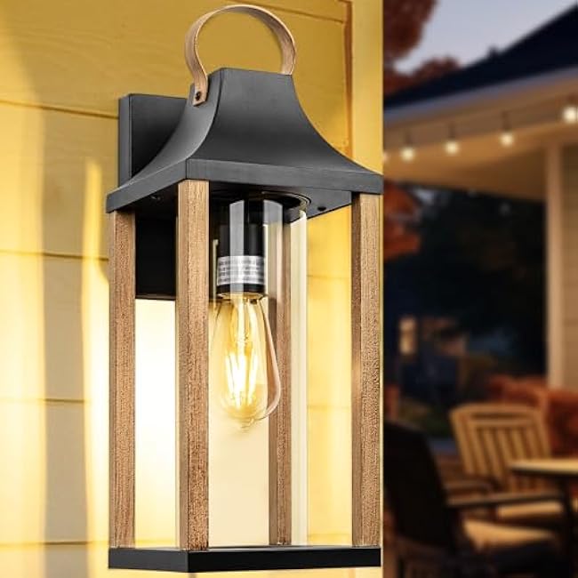 Large Outdoor Wall Light 17 H Modern Rustic Wood Wall Sconce