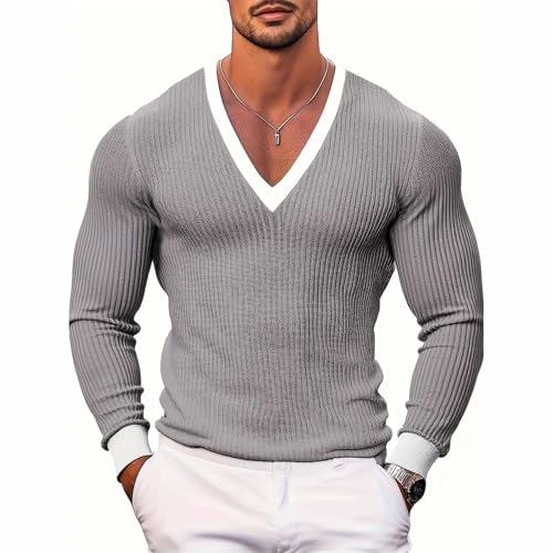 T-shirt blanc pour homme col en V regular fit en coton XXL