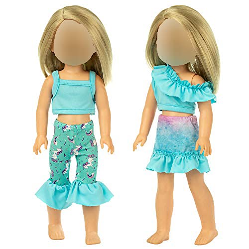 ZITA ELEMENT 2 Sets Vêtements de Poupée pour 35cm 36cm 37cm Vêtements de Poupée et 14,5 Pouces American Vêtements à la Mode Novelty Girl (Bleu) Cover