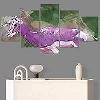 SIGNWIN 5 Panel Canvas Wall Art Modern Art Animals Dramatic Elephants Giraffe Multicolor Photography Southwest for Home Decorations Ready to Hang - 60