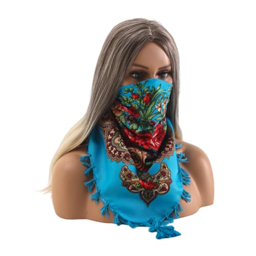 Ladies fashion printed headscarf Rose large flower retro multi-functional dust protection casual dress scarf shawl2