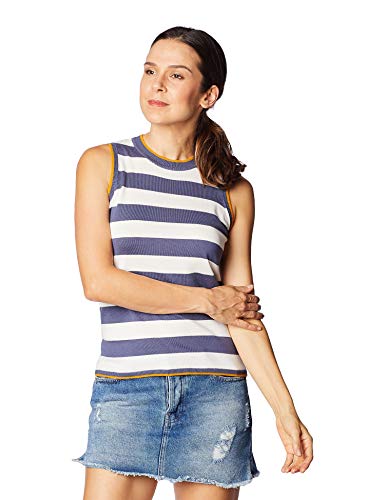 Regata Gola Alta Listrada, Hering, Feminino, Azul/Off, G