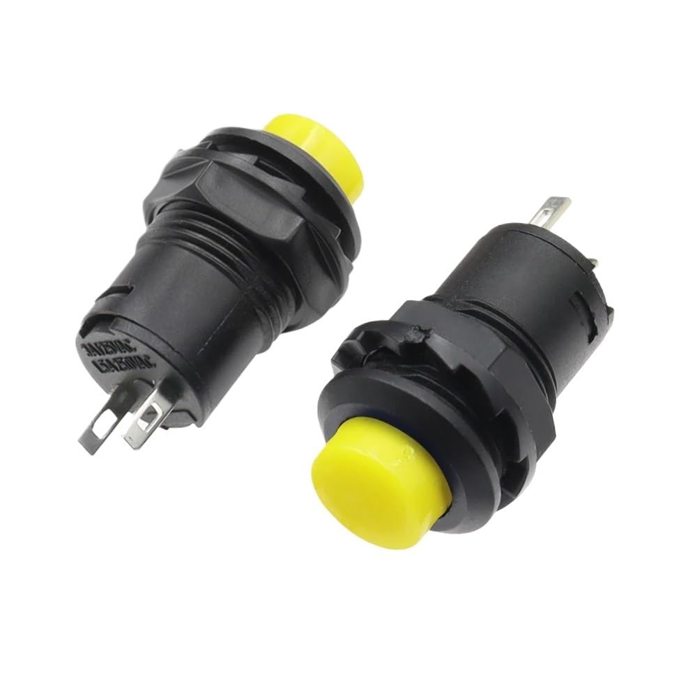 IDGTTLDF 1PC Yellow Momentary Pushbutton Switches DS427 12mm OFF- ON Push Button Switch 3A /125VAC 1.5A/250VAC DS-427