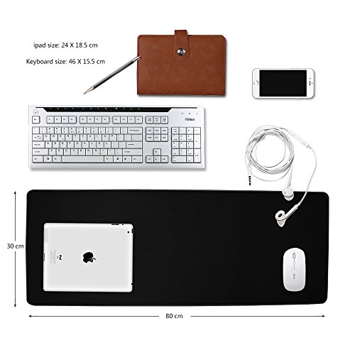 Hooyee Extended Non-Slip Rubber Base 3Mm Thick Soft Keyboard Gaming Mouse Pad Mat, Stitched Edges 31.5"X11.8"X0.12" (Black) #TOP5