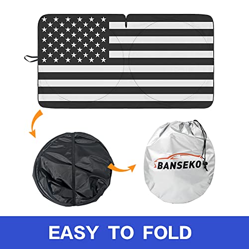 Banseko Car Windshield Sunshade, Auto Heat Shield Reflector Cover,American Flag Usa Patriotic Design Windshield Shade,Foldable Sunlight Blocker Reflective Sun Visor (Medium64 X33.5) #TOP3