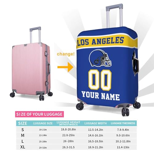 Image of Custom Los Angeles R Luggage Cover Personalized Football Style Suitcase Cover with Name Number Customized Washable Elastic Sports Travel Suitcase Protector for Business Vacation Gifts