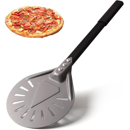 Pizza Turning Peel, 7 Inch Pizza Peel with Metal Handle, Pi-zza Paddle for Baking Homemade Pi-zza Breads(Color:Black)