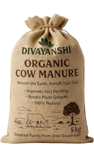 Image of DIVAYANSHI Organic Cow Manure - Enriched Desi Cow Dung Compost | Nourishes Plants Naturally for Healthy Growth & Blooming Gardens (5kg)