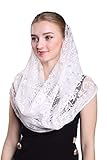 Grettytling Soft and Comfortable Mantilla Veils 5 Colors Spanish Style Lace Infinity Veil Mantilla Latin (White)
