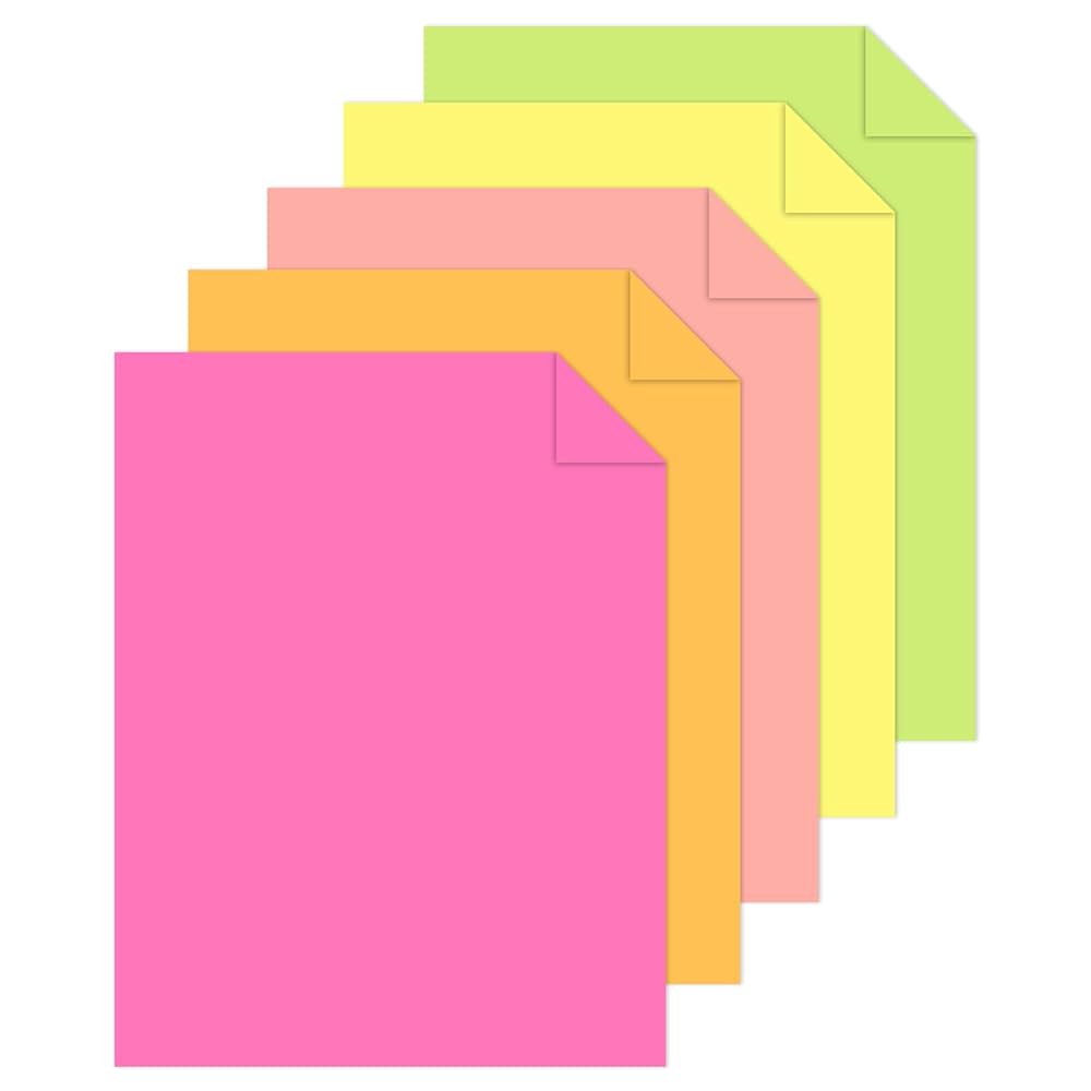Amazon.com : 50 Sheets Neon Printer Paper 8.5 x 11 Assorted
