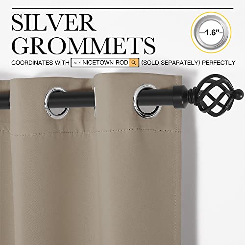 Image of NICETOWN Taupe Blackout Curtains 86 inch Long, 55 inch Wide, 2 Pieces for Office, Dining, Guest Room - Sound Reducing, Heat and Cold Block Panels for Modern Decorative
