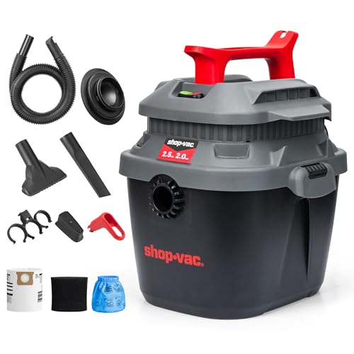 Shop-Vac 2.5 Gallon 2.0 Peak HP Wet Dry Vacuum with Blower, Wall-Mounted Portable Shopvac with 10 Feet Cord, 1.25 Inch x 4 Feet Hose, Small Vacuum Cleaner Ideal for Garage, Workshop & Home, 5430095