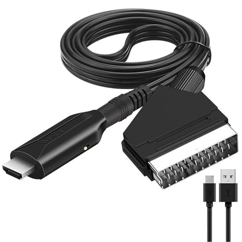 Powice HDMI auf Scart Konverter Adapter, 1080P HDMI Scart Adapter, Adapter HDMI auf Scart, HDMI auf Scart Adapter für TV STB VHS Xbox PS3 Sky Blu-ray DVD usw