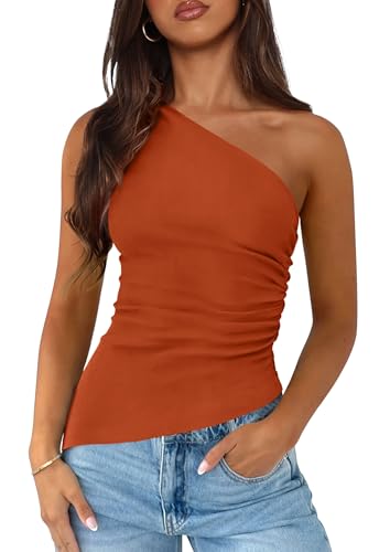 Image of PRETTYGARDEN One Shoulder Summer Tops for Women