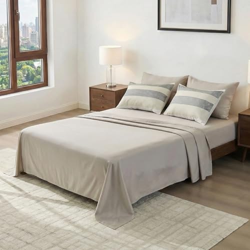 Regency Heights Twin Size Striped Comforter Set, Soft Microfiber Reversible Bedding Sets for All Season 5 Pieces Neutral Bed in A Bag Set with Comforter, Sheets, Pillowcase & Sham - image 4