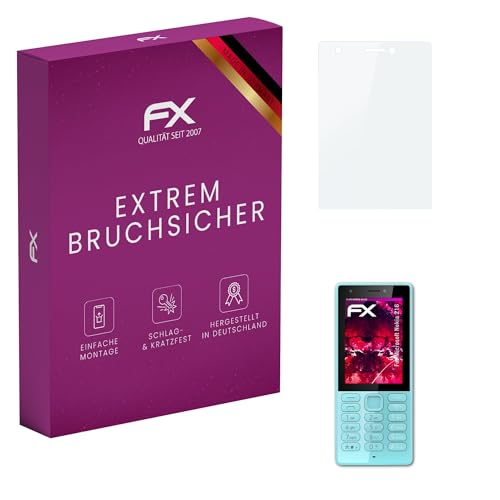 atFoliX Glasfolie kompatibel mit Microsoft Nokia 216 Bildschirmfolie, 9H Hybrid-Glass FX Schutzpanzer Folie