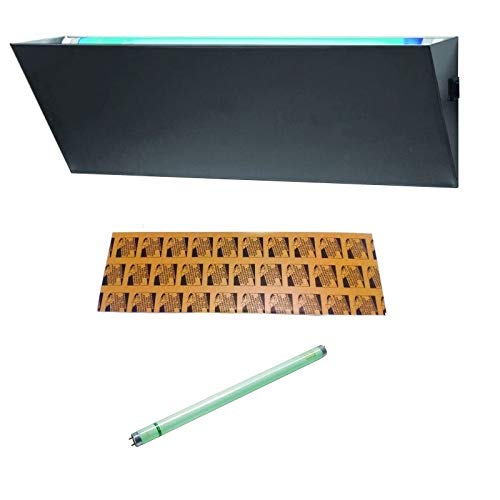 Lampada UV Trappola Luminosa Cattura Insetti Volanti Completa + RICAMBI: (6 Collanti e 1 Neon) (Nera)