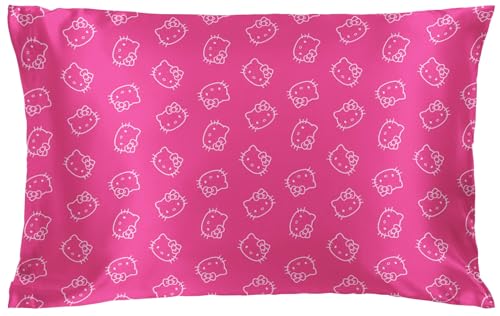 Jay Franco Satin Pillowcase - Standard Size 20x30 Inch Silky Soft Premium Pillow Cover Pink - Hello Kitty