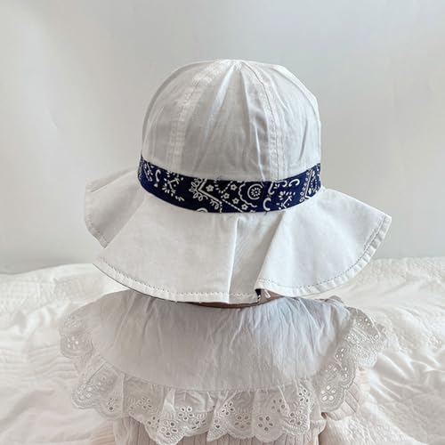 Trendy Fisherman Hat Children Basin Hat with Windproof Rope Casual Bucket Hat All-Match for 1-4 Years Old Boy Girl Blue2