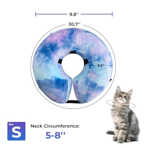 Image of Dog Cone, Uadonile Inflatable Cone Collar for Dogs and Cats, Dog Neck Collar Recovery E-Collar Alternative After Surgery, Elizabethan Collar for Dogs Recovery(Tie-dye Purple Blue, S)