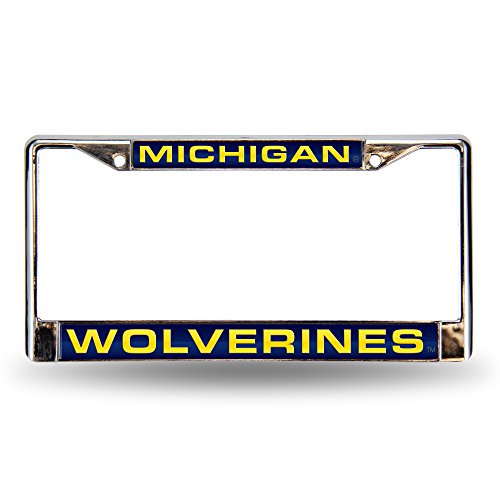 Rico Industries NCAA Michigan Wolverines Blue Chrome Laser License Frame 12