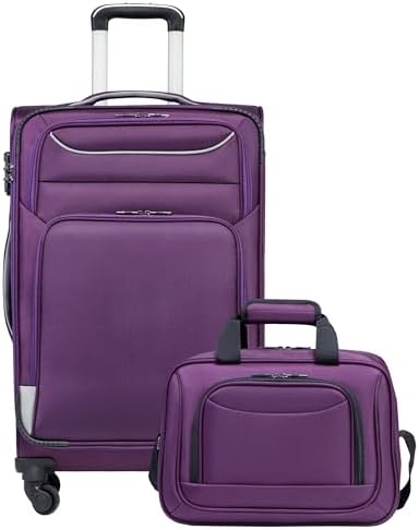 COOLIFE Suitcase Trolley Suitcase 4 Wheels Travel Suitcase Fabric...