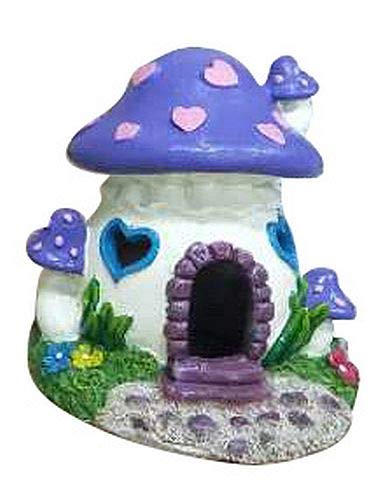 Aqua One Fairy Mushroom House Aquarium Ornament Red & Purple 10x10x11cm 27036