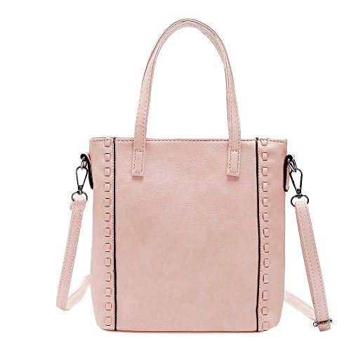 Yvelands Sac à Main Soldes Femme Solid Color Hand Made Handbag Dual Use Wild Suitable for Shopping Tourism Daily Sac à BandoulièRe(One Size,Rose) Cover