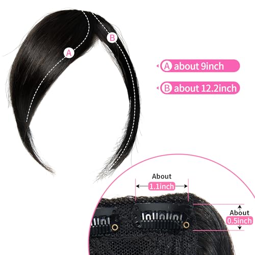 Dsoar Clip in Franja Lateral Espessa Franja de Cabelo Humano Real Franja Falsa Natural com Clipe Fra