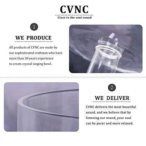 CVNC 6 Inch E Note Handle Clear Quartz Crystal singing bowl +Carry case bag
