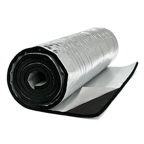 Flame Retardant Self-Adhesive Foam Insulation Roll (5mm Thick 10m x 40cm) Thermal Aluminum Bubble Heat Shield for Floor Roof Wall RV & Garage Door - Low Thermal Conductivity 0.033