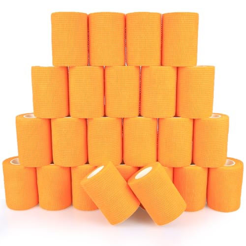 KEQCQE 自己粘着包帯 弾性 テーピングテープ スポーツテープ 不織布凝集 伸縮性 通気性 多機能 家庭 24巻入