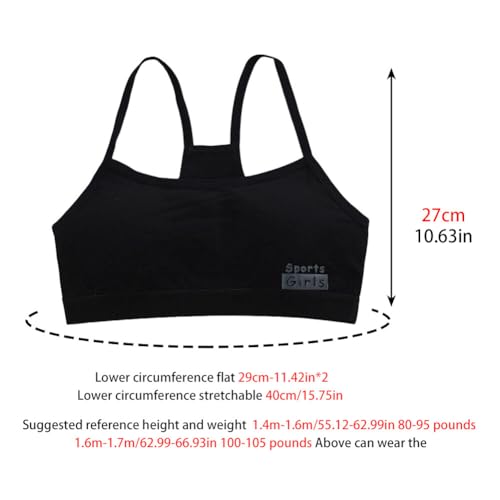 Katutude 4 Pack Girls Sports Bra Padded Training Bra Removable Pads Wireless Bra Elastic Strap Crop Cami for Girls 8-15 Years2