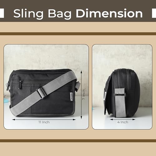 Image of Wooum Sling Bag for Men & Women | Water-Resistant Crossbody Side Bag with Multiple Compartments | Messenger Bag for Office & Travel | 1 Year Warranty | Stylish Money Bag for Daily Use