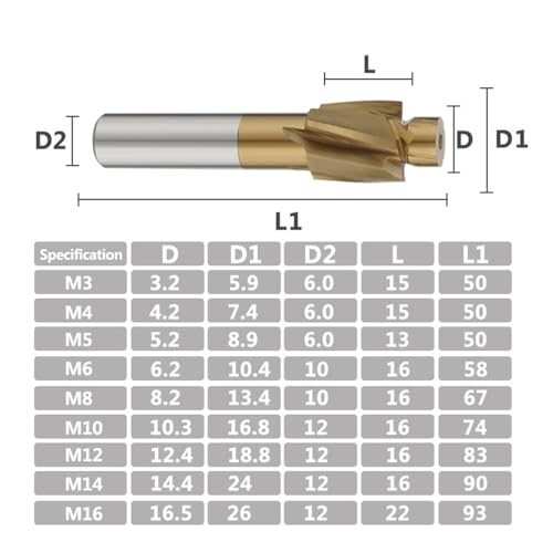 Image of Countersunk Screwdriver Chamfering Tool M35 Countersunk Milling Cutter Titanium Coated Straight Shank Endmills 7PCS