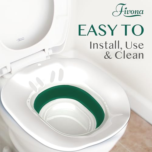 Image of Fivona Sitz Bath for Toilet Seat Postpartum and Hemorrhoids Care - Yoni Steam Seat - Foldable Basin for Epsom Salt Soak - Portable Bidet BPA Free Temperature Resistant - Universal Fit - Dark Green