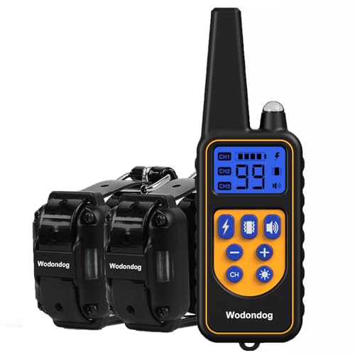 Wodondog Collier de Dressage pour Chien, Collier Electrique pour Chien Étanche Rechargeable, Télécommande 1000m, 2 Colliers